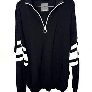 80 % cotton black sweater with white stripes on the sleeves Primark